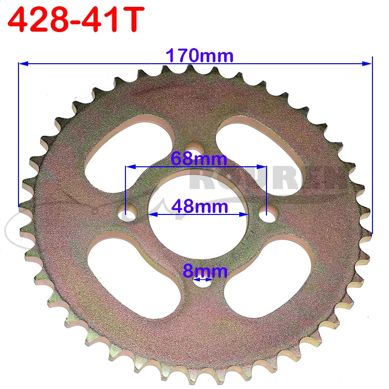 Motorcycle 428 Chains 25T/31T/32T/37T/39T/41T/42T/48T 48mm 76mm Rear Chain Sprocket for ATV Quad Pit Dirt Bike Buggy Karts Parts