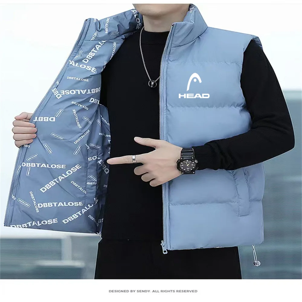 Youth fashion brand clothing warm sleeveless coat autumn and winter new sports vest stand collar down jacket double-sided wear