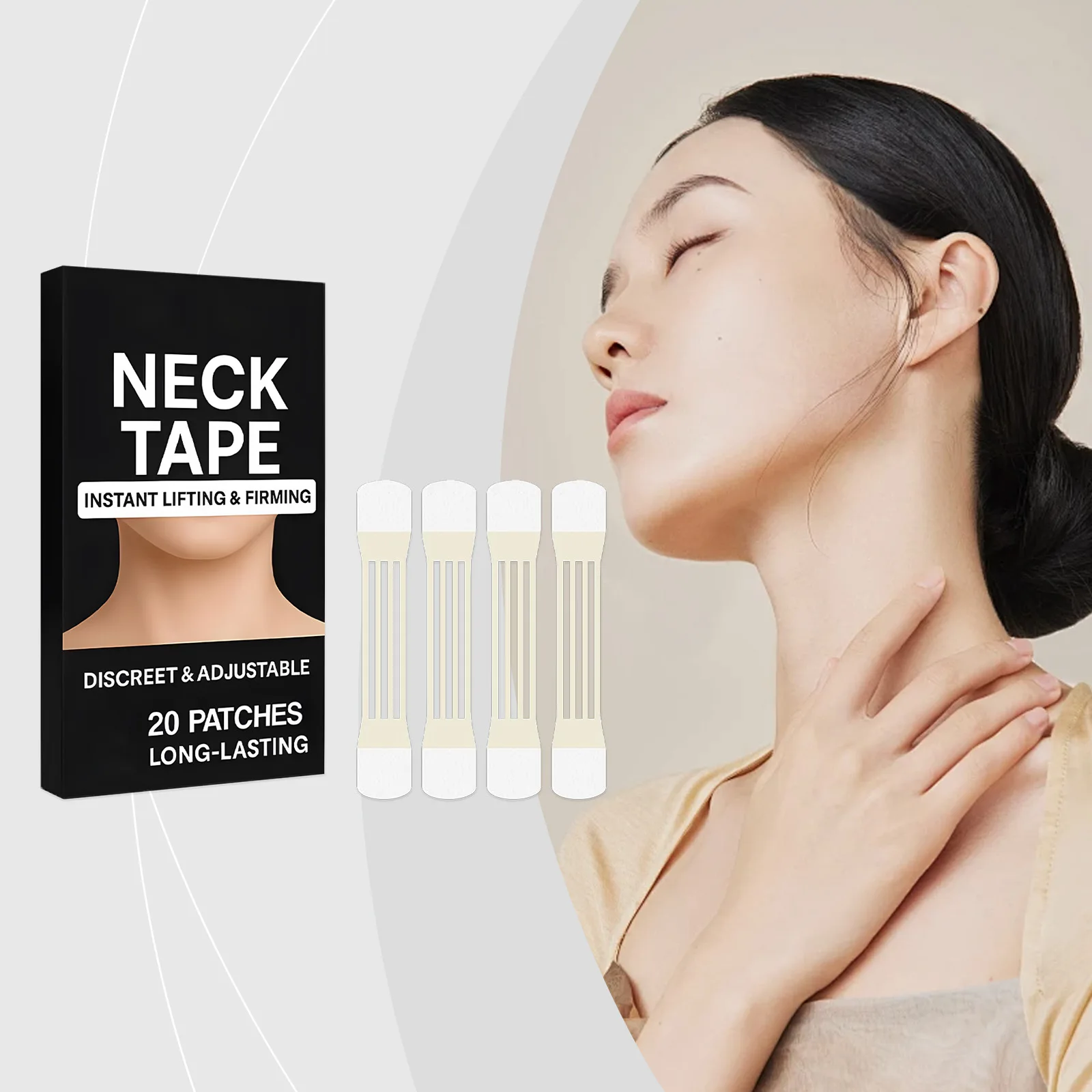 

20Pcs Invisible Neck Lifting Tape With Patch Waterproof Elasticity Neck Wrinkle Removal Adhesive Stickers Face Lift Tape'