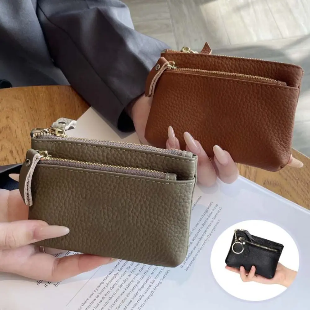 

Multi Card Slots Women Short Wallet Zipper Hand Clutch Pu Coin Purse Solid Color Multifunctional Lipstick Storage Bag Daily