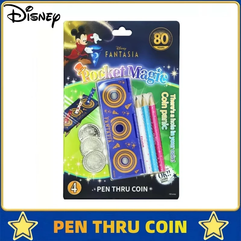 

Disney Magic Tricks Mickey Mouse Magic Pencil Through Coins Trick Toys For Kids Easy Close-up Funny Magic Props Easy to Play