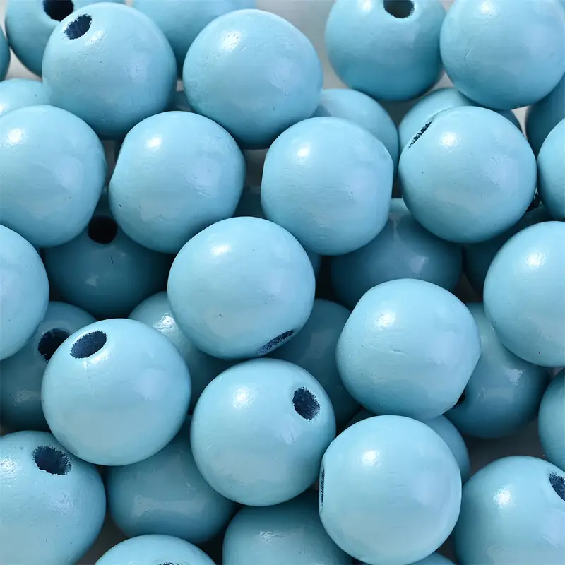 50Pcs 16mm Colorful Wooden Beads Round Straight Hole Loose Spacer Beads For Diy Bracelets Necklaces Jewelry Accessories - Image 14