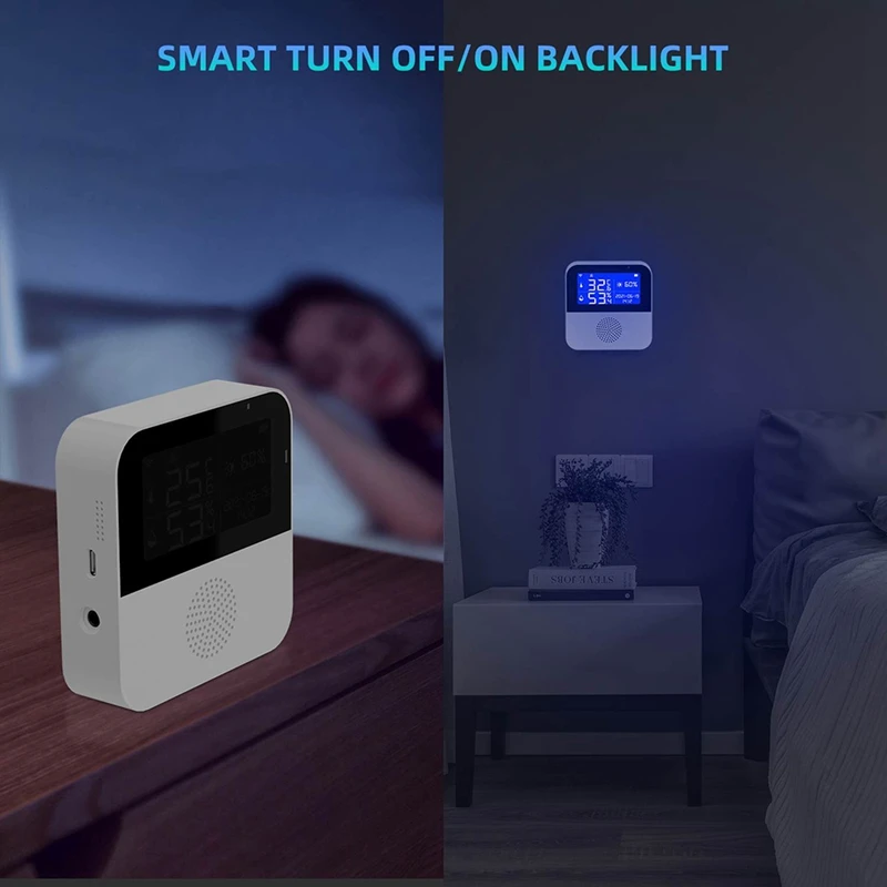 1 Set White ABS Smart Wifi Temperature Humidity Sensor Home Dual Temperature Sensor With Probe
