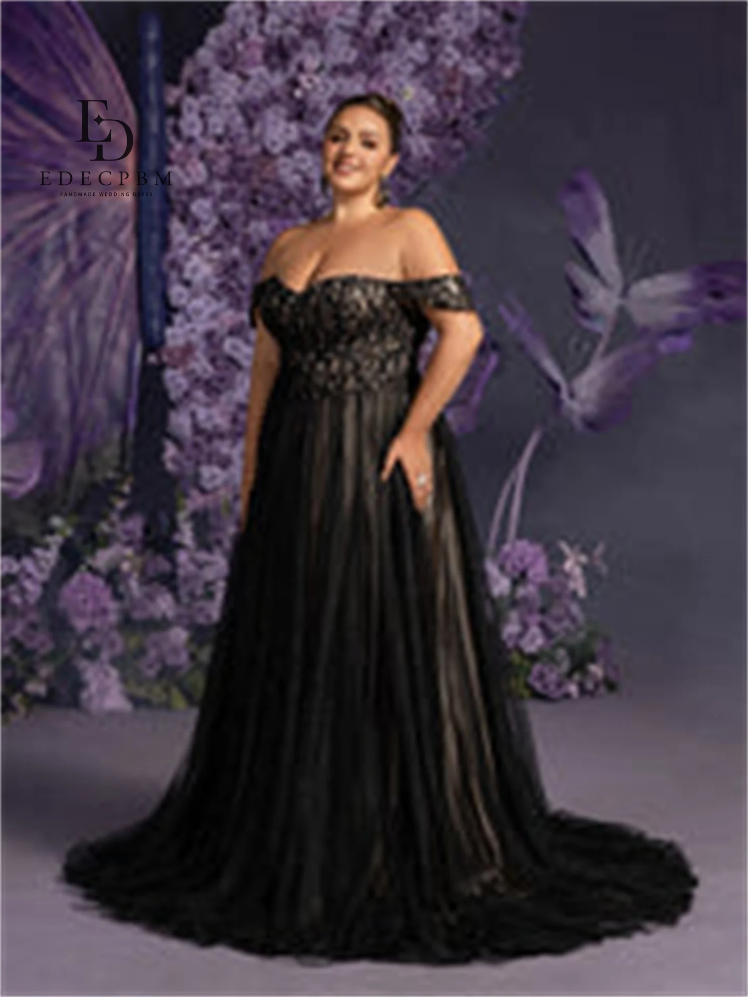 EDECPBM robe De bal brillante pour femmes robe De soirée robes De Festa noir robes personnalisées pour Occasions spéciales dentelle