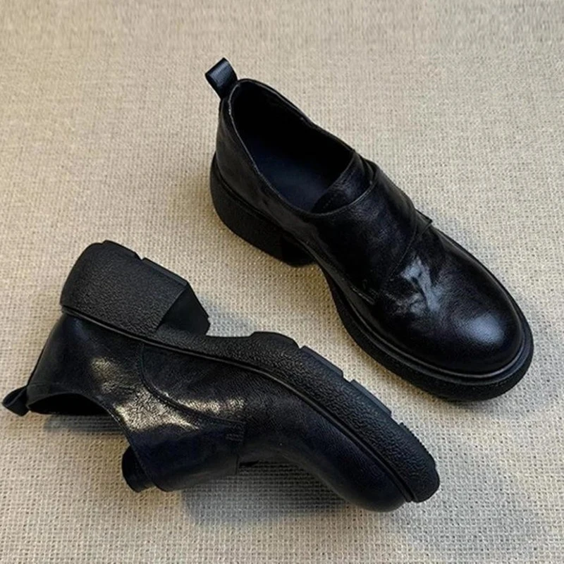 

Женские лоферы, модная кожаная обувь на среднем каблуке, осенние ботинки 2025, новые туфли-лодочки до щиколотки, спортивное платье, прогулочные Mujer De Zapatillas