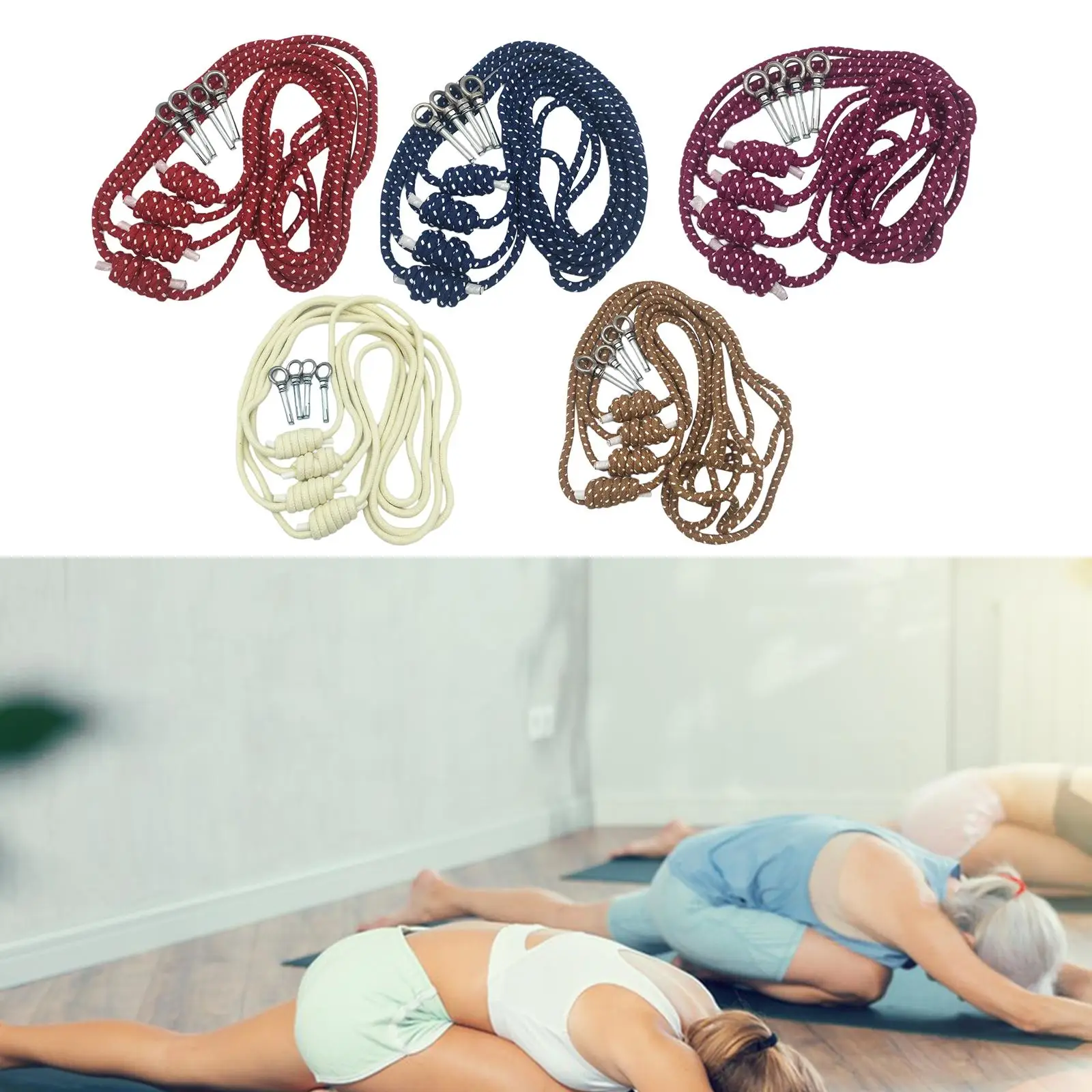 4Pcs Yoga Wall Rope Sturdy Professional Portable Auxiliary Rope for Gym Pilates Fitness Strength Training Yoga Posture Exercise