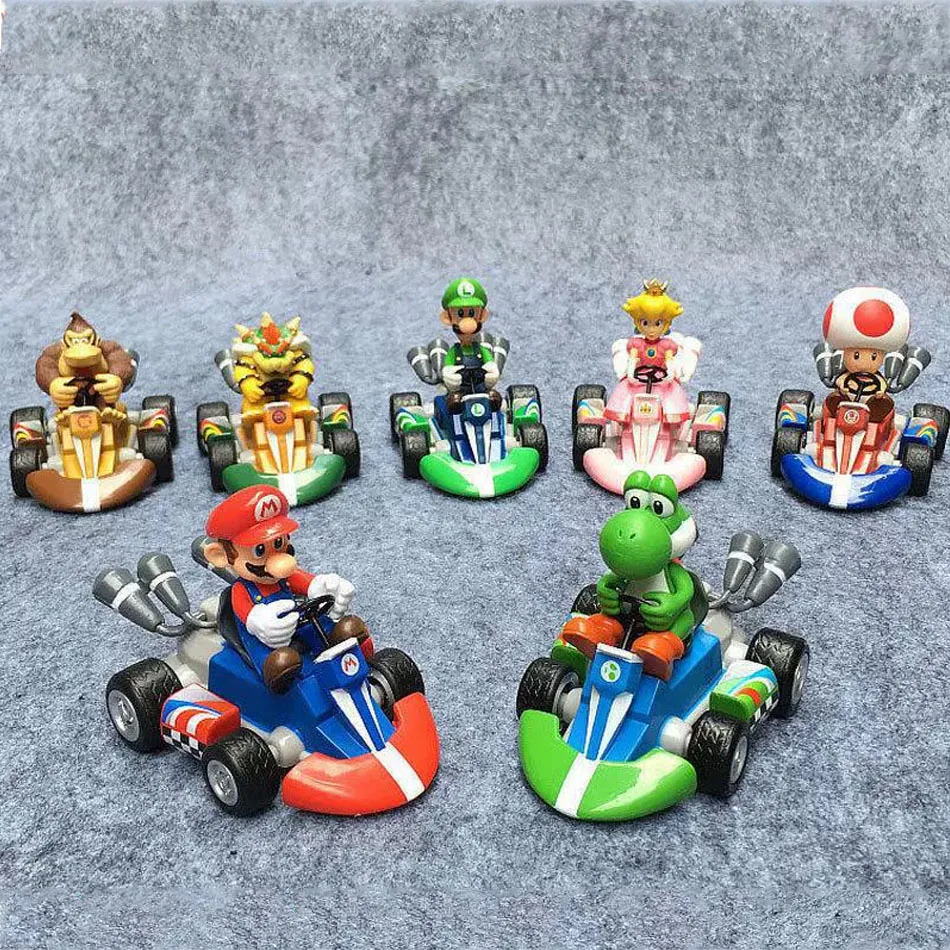 

Фигурка Марио Карт: Машинка Марио Повер, мультяшная фигурка, милая модель из ПВХ, украшение для рабочего стола, игрушка, праздничный подарок