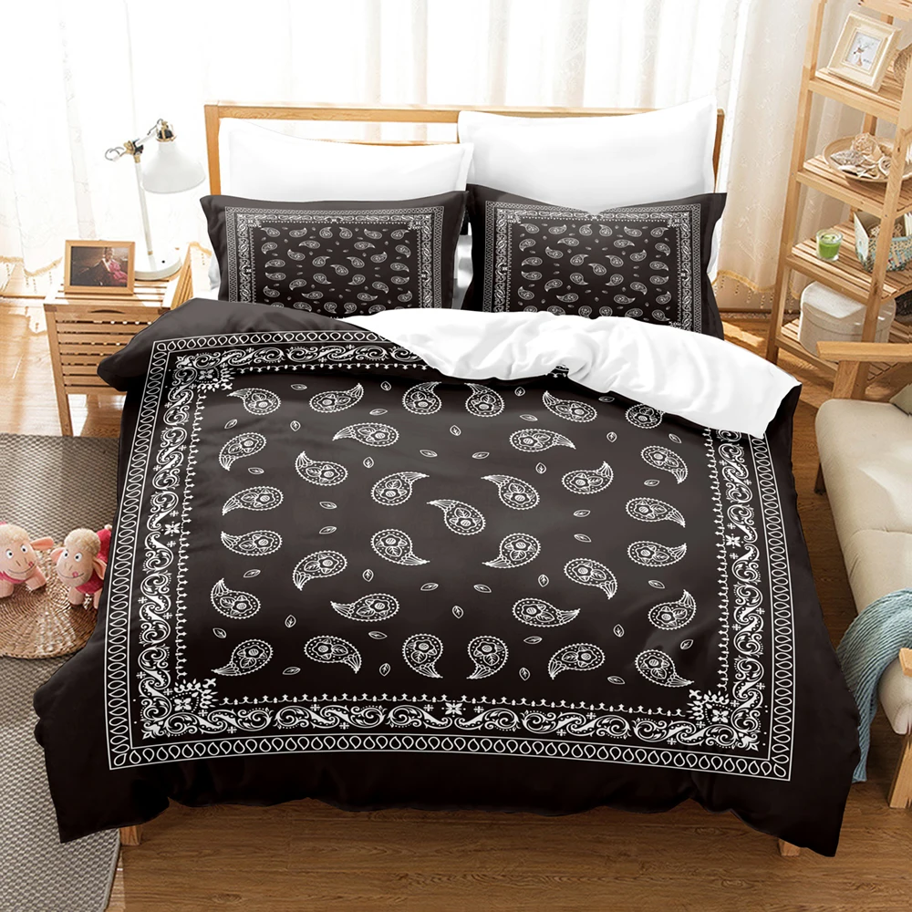 

3pcs Bohemian Style Polyester Duvet Cover Set 3D Print Bedding Set, Soft Comfortable Paisley Duvet Cover