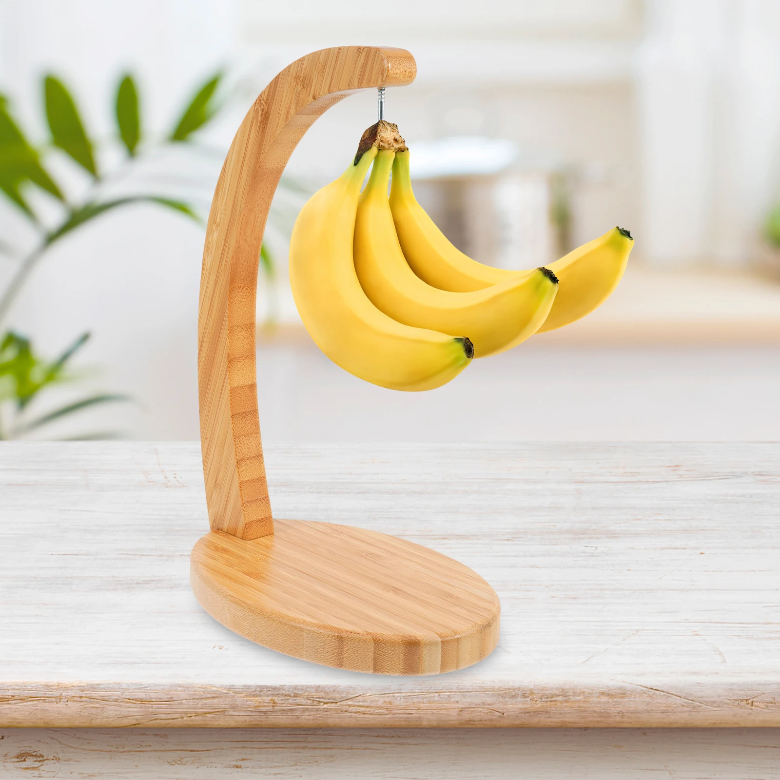 

Bamboo Fruit Hanger Banana Holder Stand Modern Kitchen Banana Keeper Fresh Fruit Storage Display Rack Indoor Use