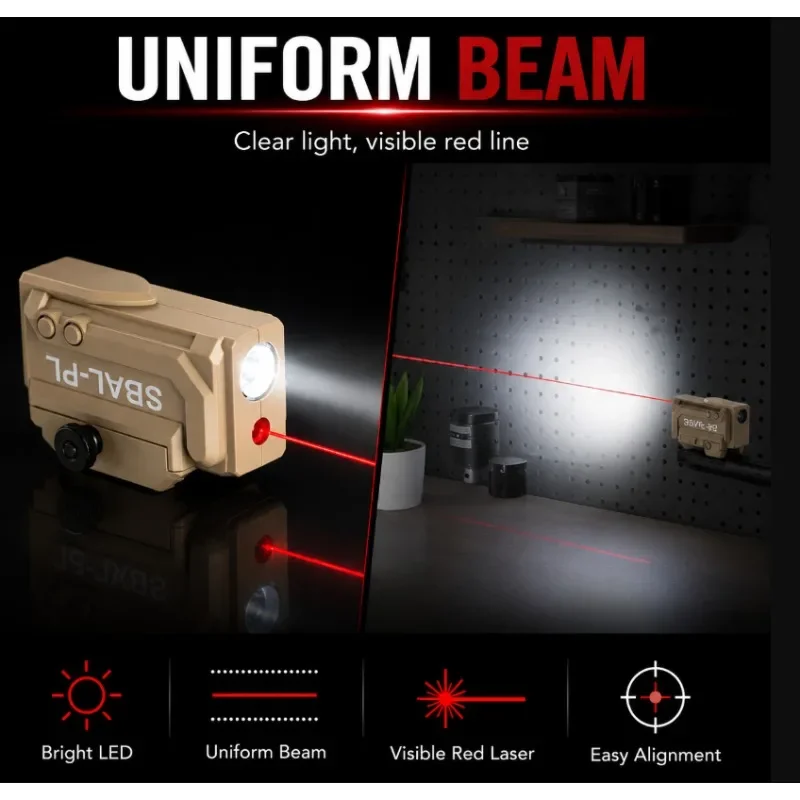 Adjustable Angle Zeroing SBAL-PL Flashlight Nylon Clamp Lamp Red Laser with Metal Button Complete Hobby Model Parts