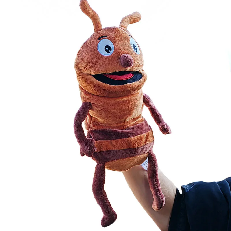 New insect hand puppet toy large cartoon plush toy hot selling mouth opening little bee butterfly T2