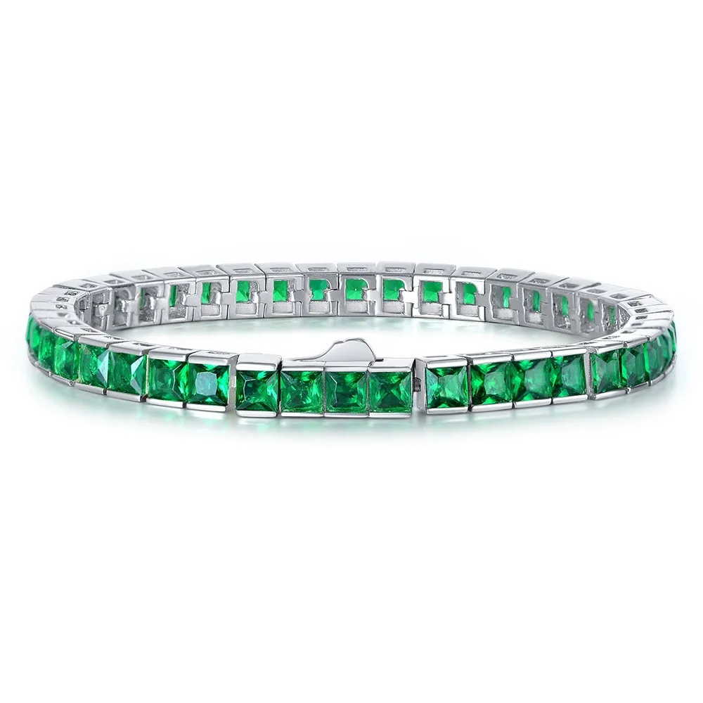 

Shop Simple Vintage 925 Sterling Silver Created Moissanite Emerald Ruby Sapphire Gemstone Bracelet Bangle Fine Jewelry Gift