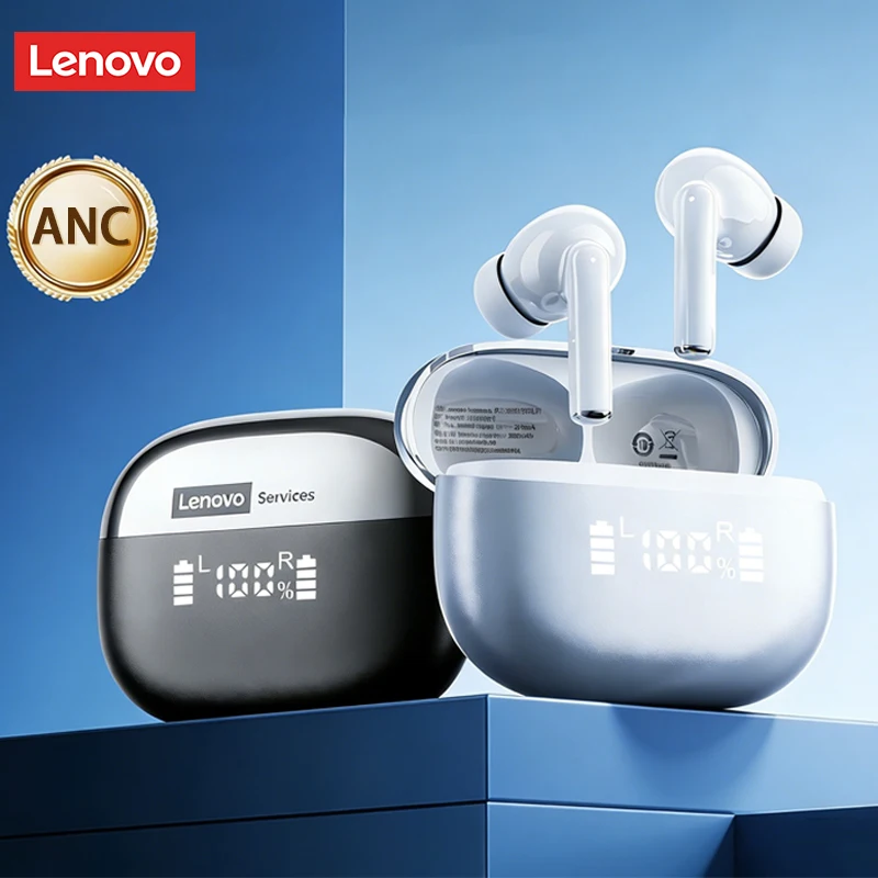 Choice Lenovo Gaming Headset ANC Nosie Reduction Wireless Bluetooth 6.0 Earphones 45H Battery LED Display Sport Earbuds LE232ANC
