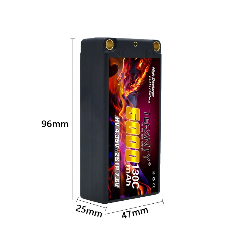 TREANTY 2S 7.6V 5000mAh 130C/260C with 5mm Bullet T Plug Suitable for Remote Control Car Model RC Toy High Rate Lipo Battery