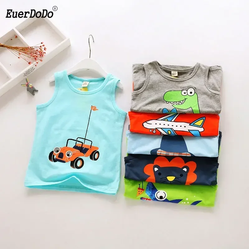 Children Shirts Cartoon Tops for Girls Kids Underwear Cotton Tees Baby Boys Undershirt 2023 Summer Toddler Sleeveless Vest