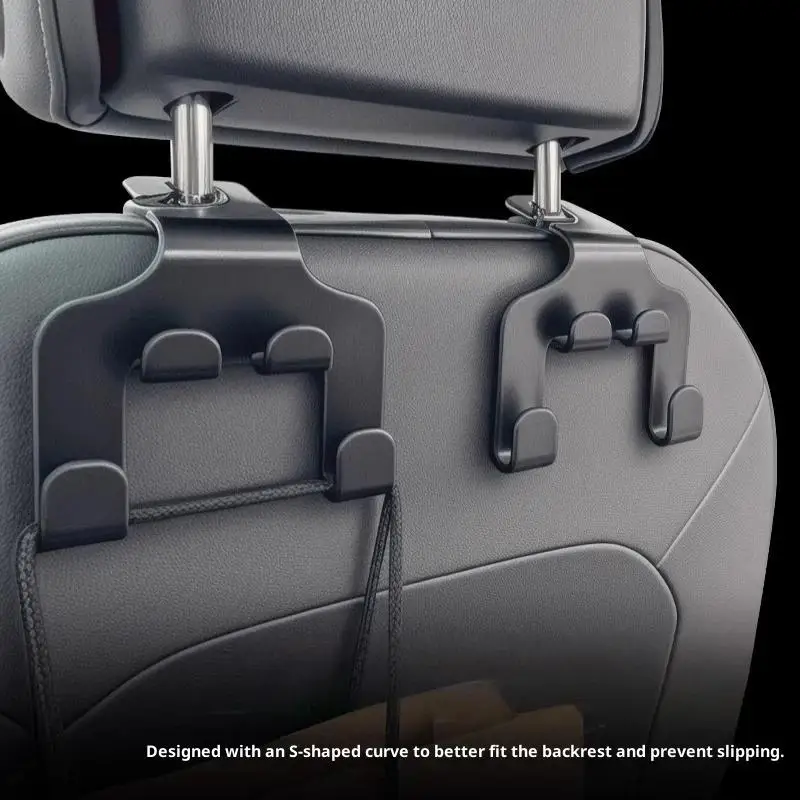 【CR】Car Seat Back Headrest Hook 4Pcs Multifunctional Hanger with Phone Holder Easy Install for Grocery Purse Drink Car Supplies