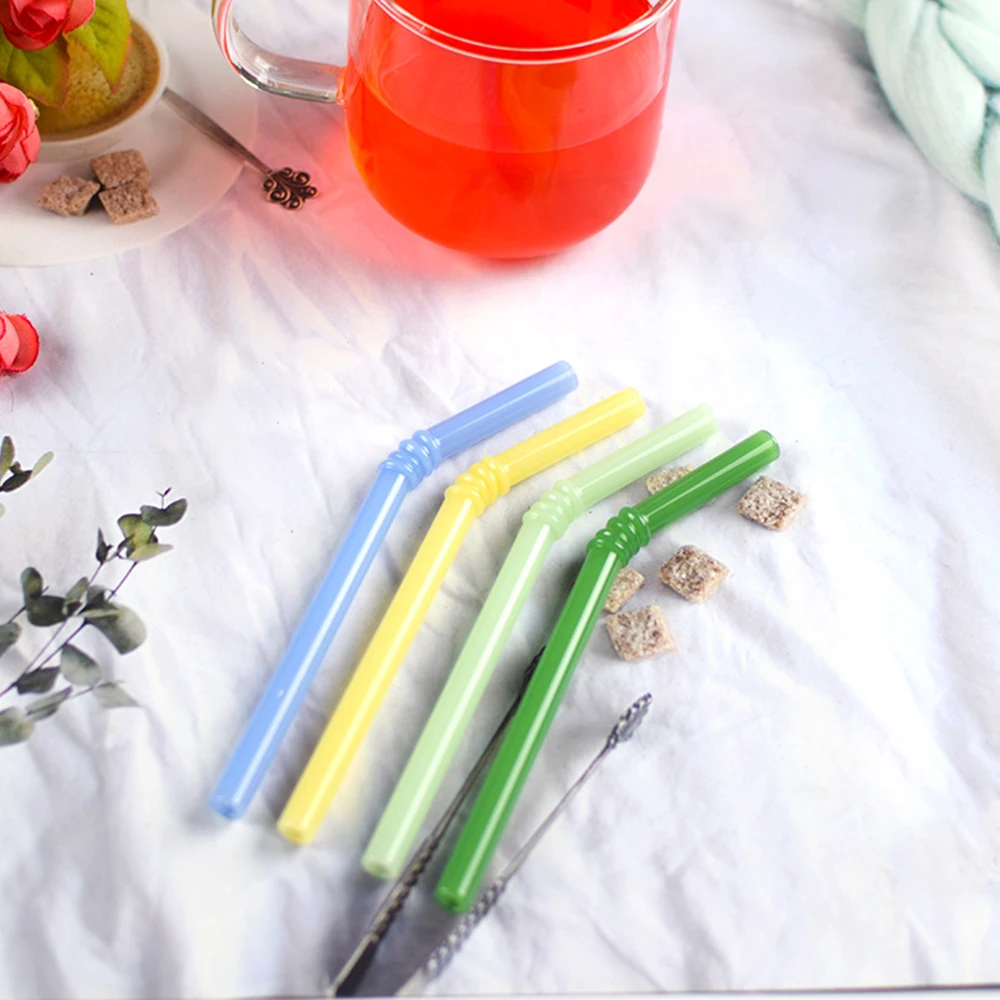 4PCS/sets 15cm Reusable Glass Straws With Brushes Heat Resistant Straw Cocktails Bar Accessories Frozen Drinkware Straws Set