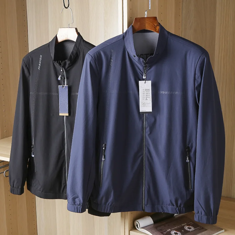 

Повседневная мужская куртка с воротником-стойкой, легкая, универсальная, весенне-осенняя, модная, деловая, молодежная верхняя одежда с длинными рукавами