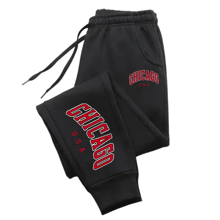 American Chicago Fashion Harajuku Versatile Solid Color Outdoor Running Fitness Breathable Casual Comfortable Men Sports Pants