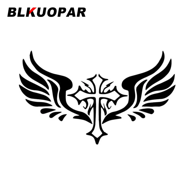 

BLKUOPAR Cross Wings Car Stickers Occlusion Scratch Vinyl Decal Waterproof Die Cut Refrigerator Trunk Car Door Protector
