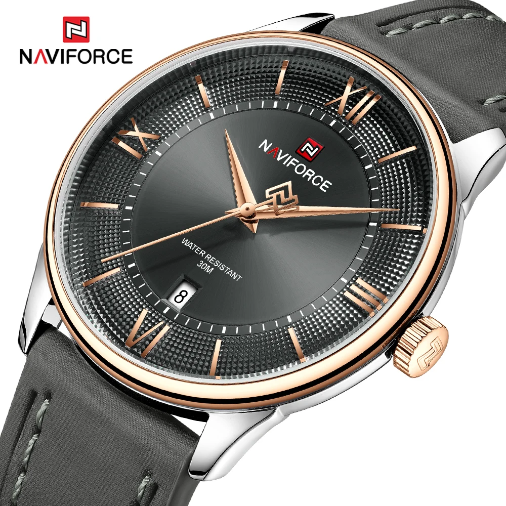 

NAVIFORCE часы высокого качества для мужчин, роскошные водонепроницаемые светящиеся мужские часы с календарем, повседневные кожаные мужские кварцевые часы Reloj
