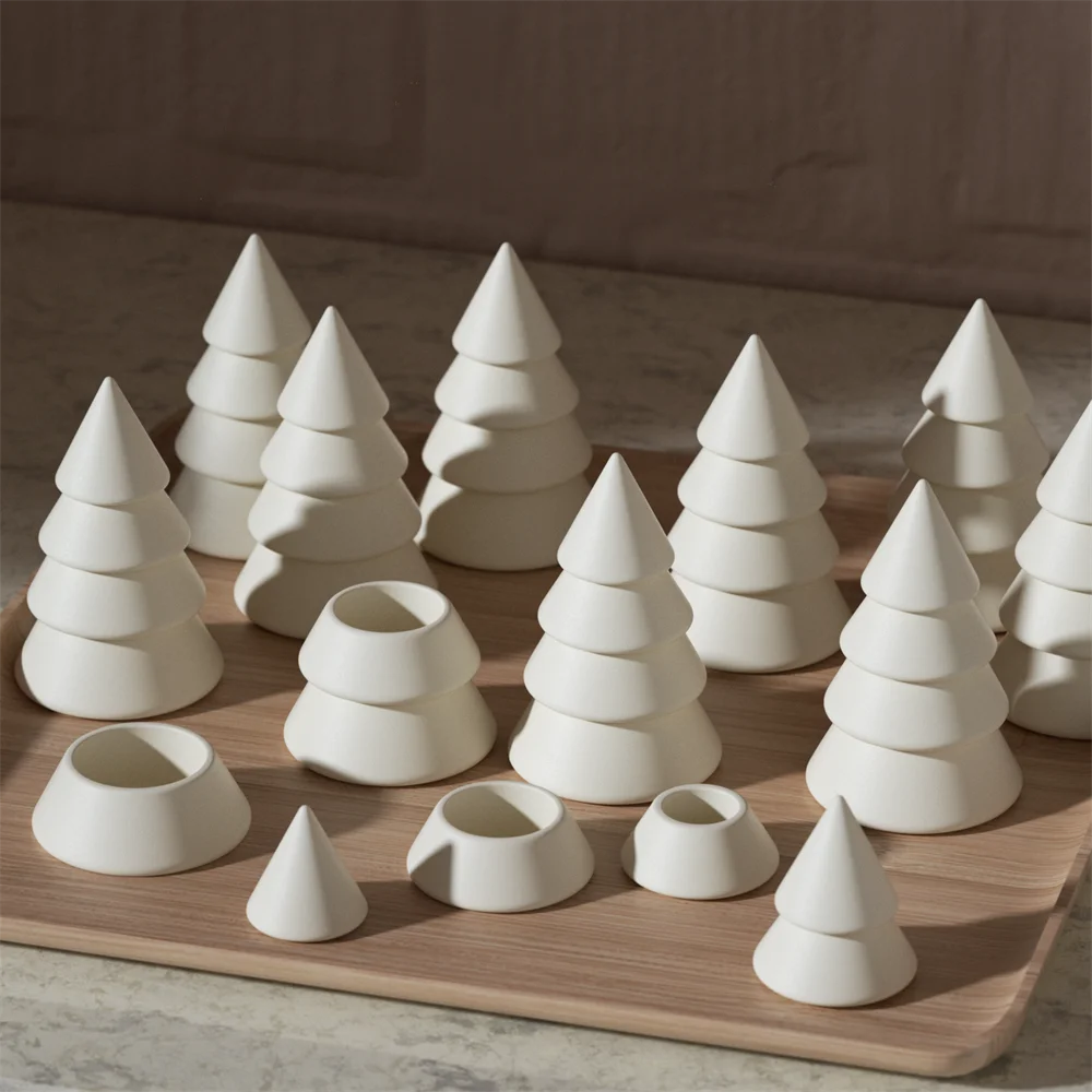 التراص جرة شمعة قالب من السيليكون ملموسة شجرة عيد الميلاد Jesmonite قالب الاسمنت عيد الميلاد ديكور المنزل #4