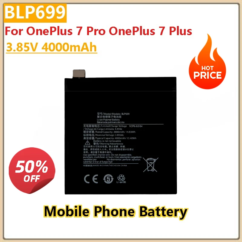 

Brand New High Quality 3.85V 4000mAh Replacement Mobile Phone Battery BLP699 For OnePlus 7 Pro/OnePlus 7 Plus
