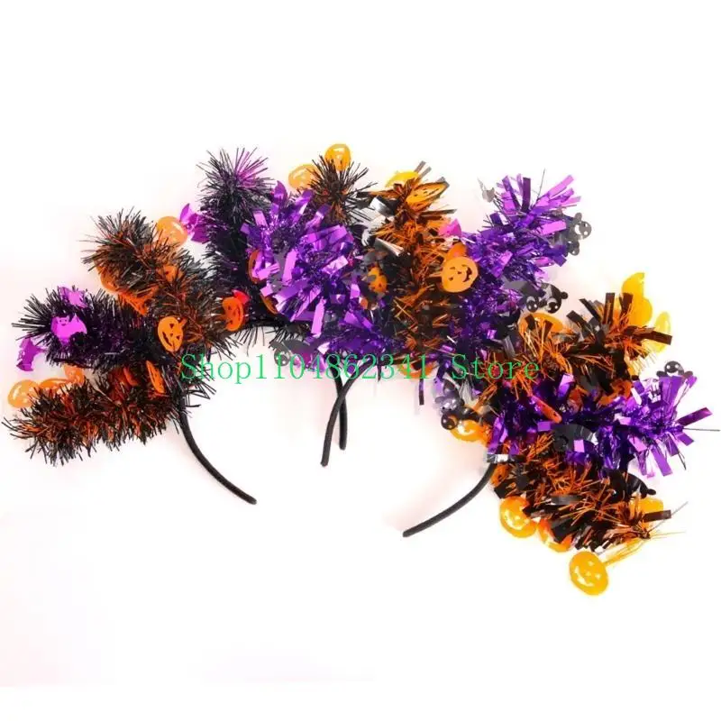 

652F Sequined Pipe Cleaners Hairhoop for Adult Kid Theme Party Costume Headband Day of the Death Headpiece Halloween Headwear