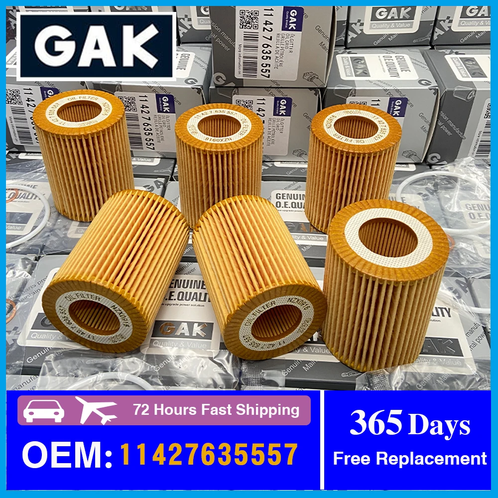 

GAK Brand 6PCS Oil Filter Kit 11427635557 For BMW F20 F20N F21 F21N F30 F30N F31 F35 11427605342 11427611969