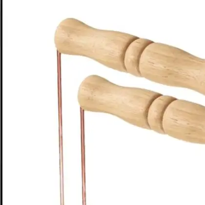 2 pièces de baguettes de radiesthésie en cuivre pur à 99,9% avec manches en bois pour la divination, la recherche d'or et l'identification de métaux.