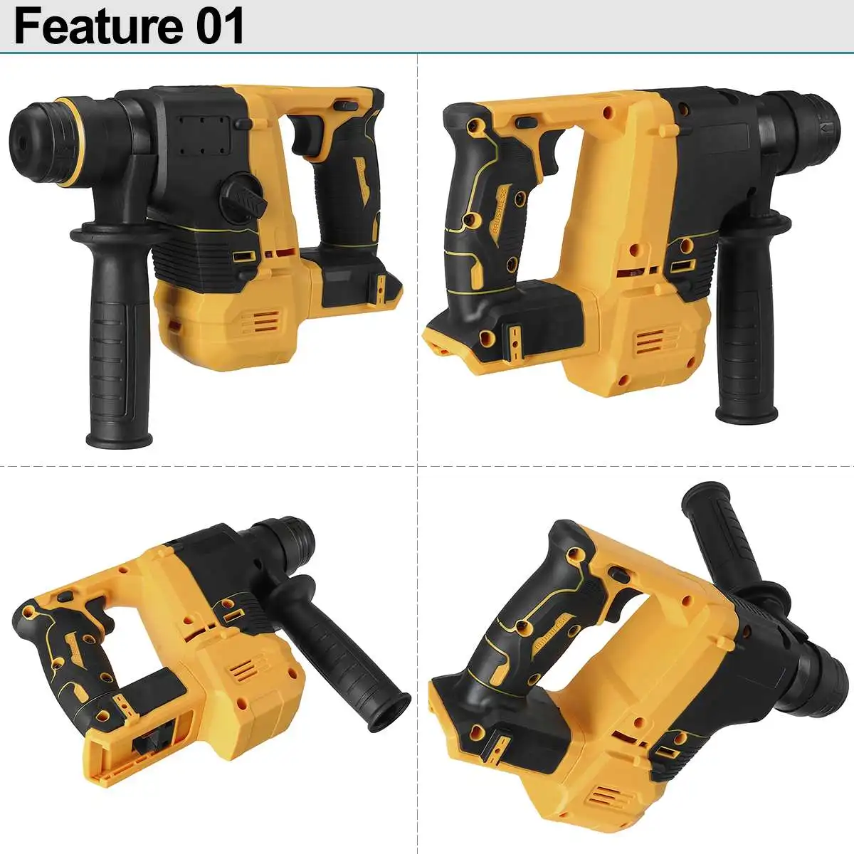 Brushless Electric Cordless Rotary Hammer Drill Dual Functionality Rechargeable Hammer 26mm Impact Drilll For Dewalt 18V Battery