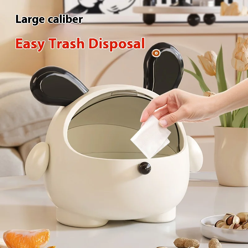

Adorable Cartoon Desktop Trash Can with Entrance Large Capacity Home Use Waste Box for Desktop