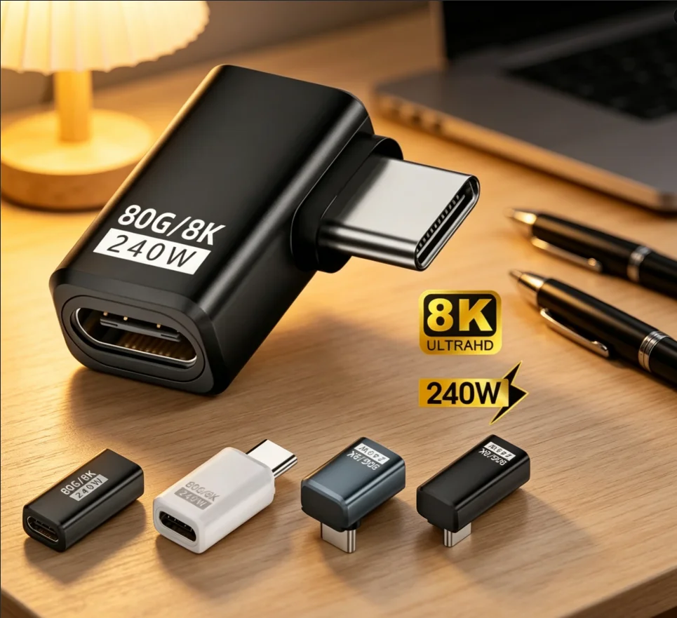 

PD 240W Fast Charging USB C Coupler Type C Female to Male Adapter Extender 80Gbps Data Transfer 8K@60Hz Connector for Phone