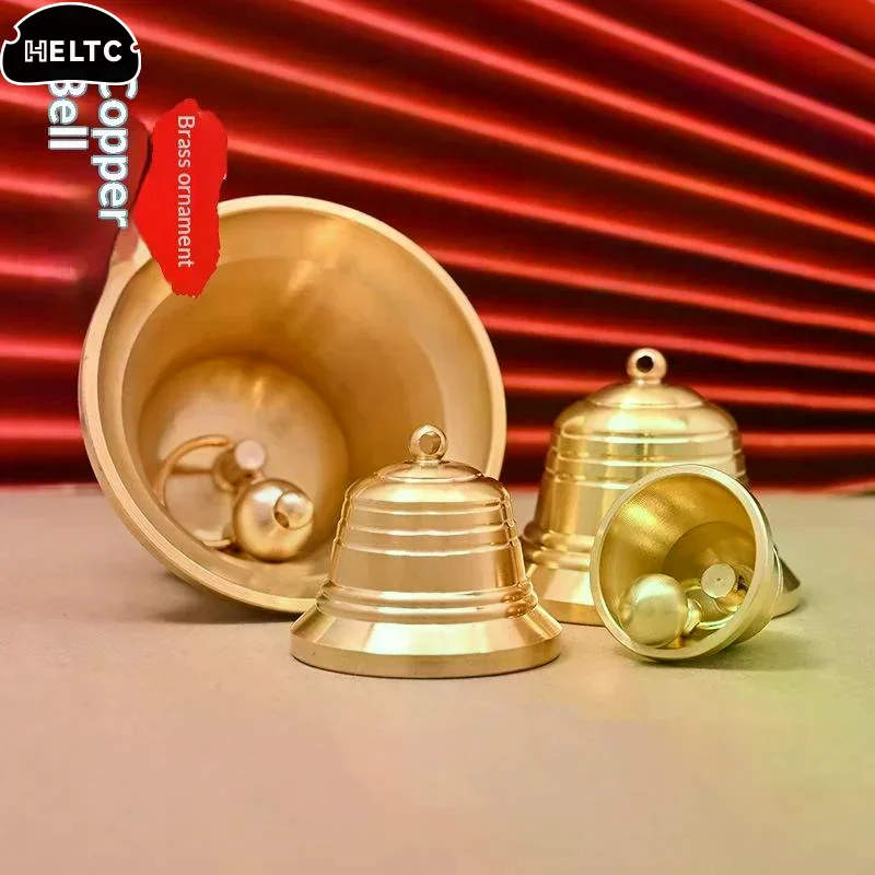 Retro Handmade Chinese Knot Wind Bell Lucky Solid Brass Copper Bell Pendant for Home Entryway Wall Decor Souvenir Gift