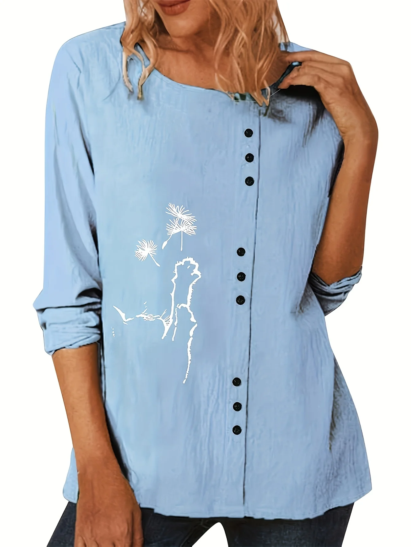 Women Plus Size Woven Spring And Summer Shirt