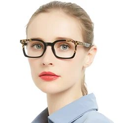 OCCI CHIARI Fashion Reading Glasses for Women Sturdy Readers Computer Eyeglasses Square Presbyopia Glasses Leopard Optical Frame
