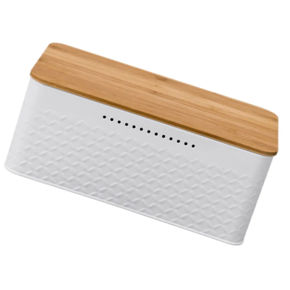 

Iron Bread Box Large Metal Container Bamboo Lid Bread Storage Bin Countertop Kitchen Breadbox for Kitchen Countertop