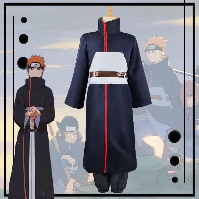 Disfraz de Cosplay de Anime para Adultos, Estilo Ninja, Capa con Nubes Rojas, para Halloween, Fiestas y Actuaciones