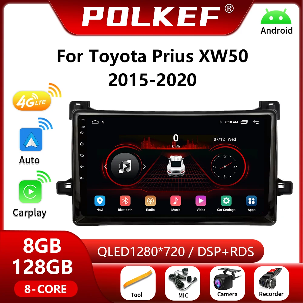 

For Toyota Prius XW50 2015-2020 Android 13 Auto Car Radio GPS Navigation Multimedia Video Play Stereo 4G Carplay No 2din DVD