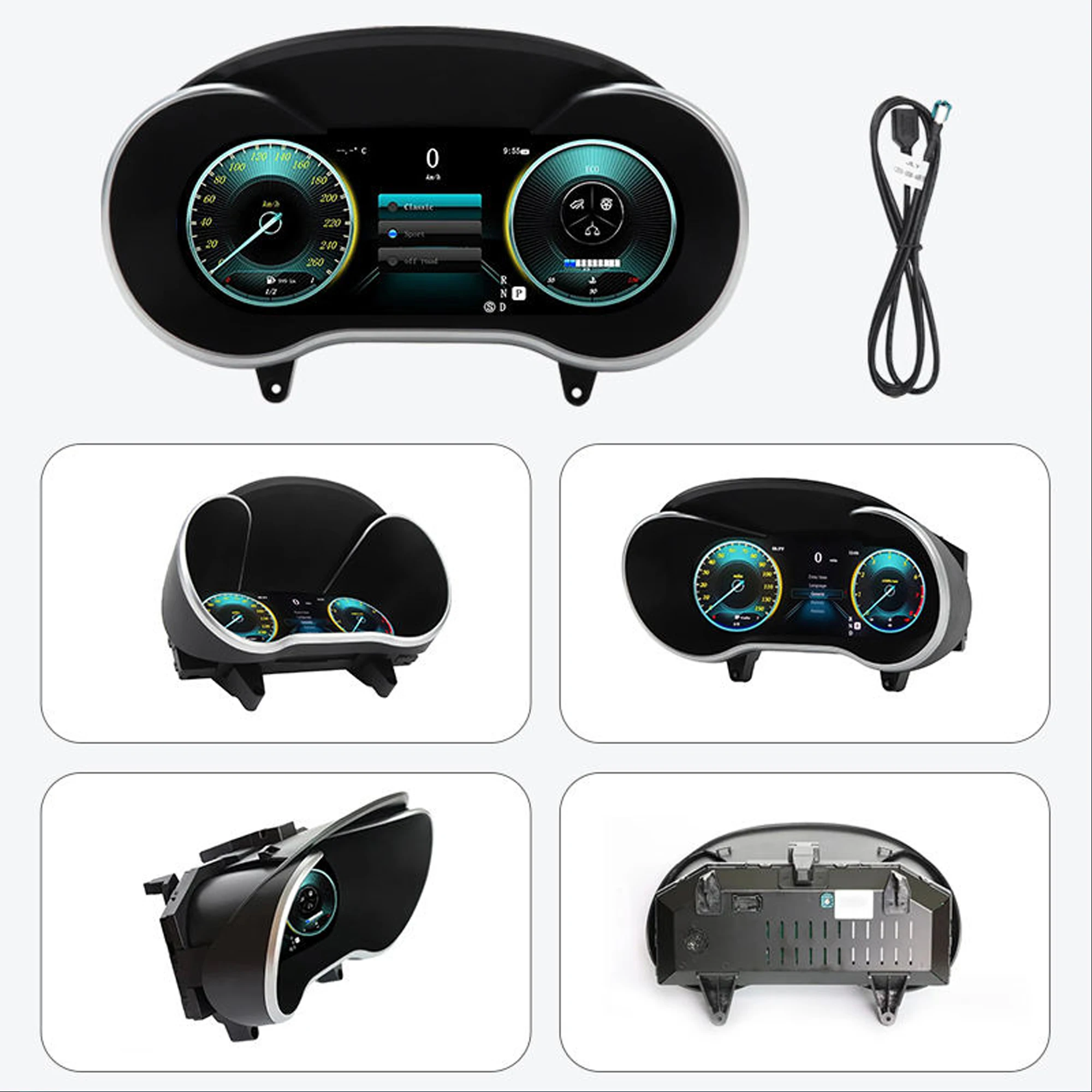 Car HUD LCD Cluster instrument multimedia dashboard Modification For Benz C Class GLC W205 NTG5.0 Mulitmedia Panel