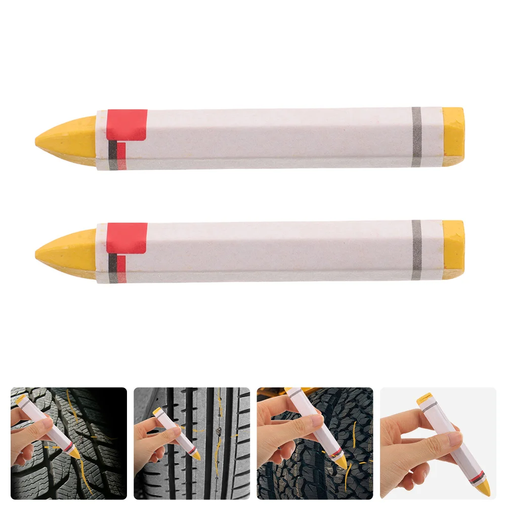 4Pcs Tire Marking Pens Yellow High Visibility Design Multi Purpose Use for Cars Motorbikes Accurate Marking