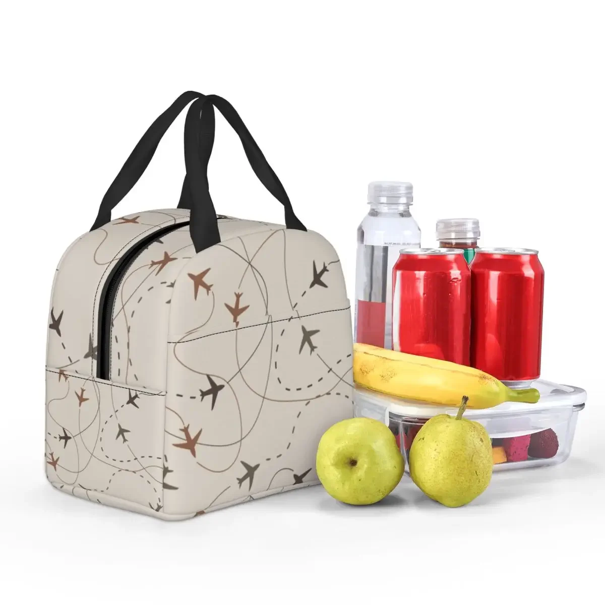 Pilot Aircraft Night Flight Routes Insulated Lunch Bag for Women Portable Air Traffic Controllers Cooler Thermal Bento Box