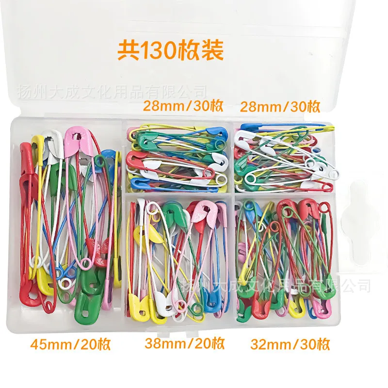 130pcs/box Color Safety Pins Multi Size Brooch Clothing Decoration Tag Accessories Fixed Pin Combination Set DIY Crafts Sewing
