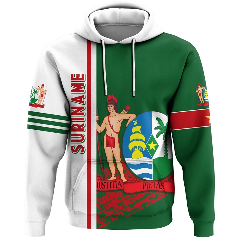 

Surinam Flag Map Graphic Sweatshirts Suriname National Emblem Hoodies For Men Clothes Casual Male Hoody Sport Boy Pullovers Tops