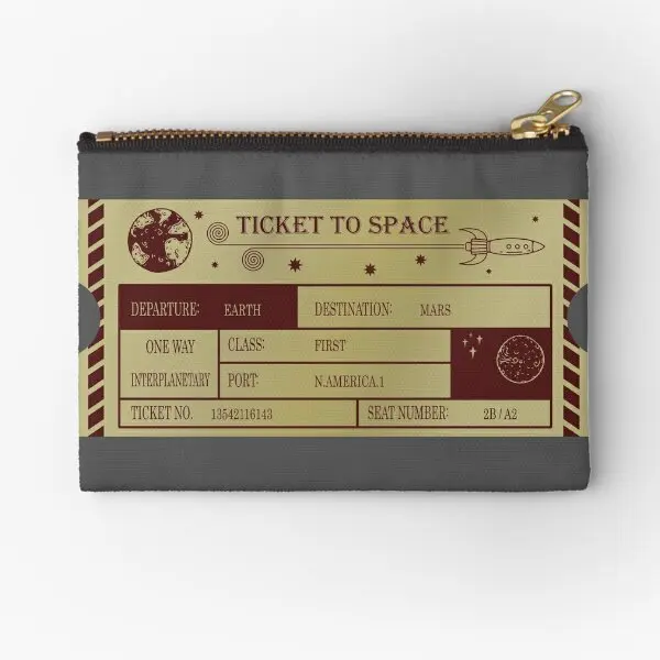 Vintage Ticket To Space Mars  Zipper Pouches Panties Underwear Men Coin Key Packaging Pocket Women Wallet Pure Small Money Bag