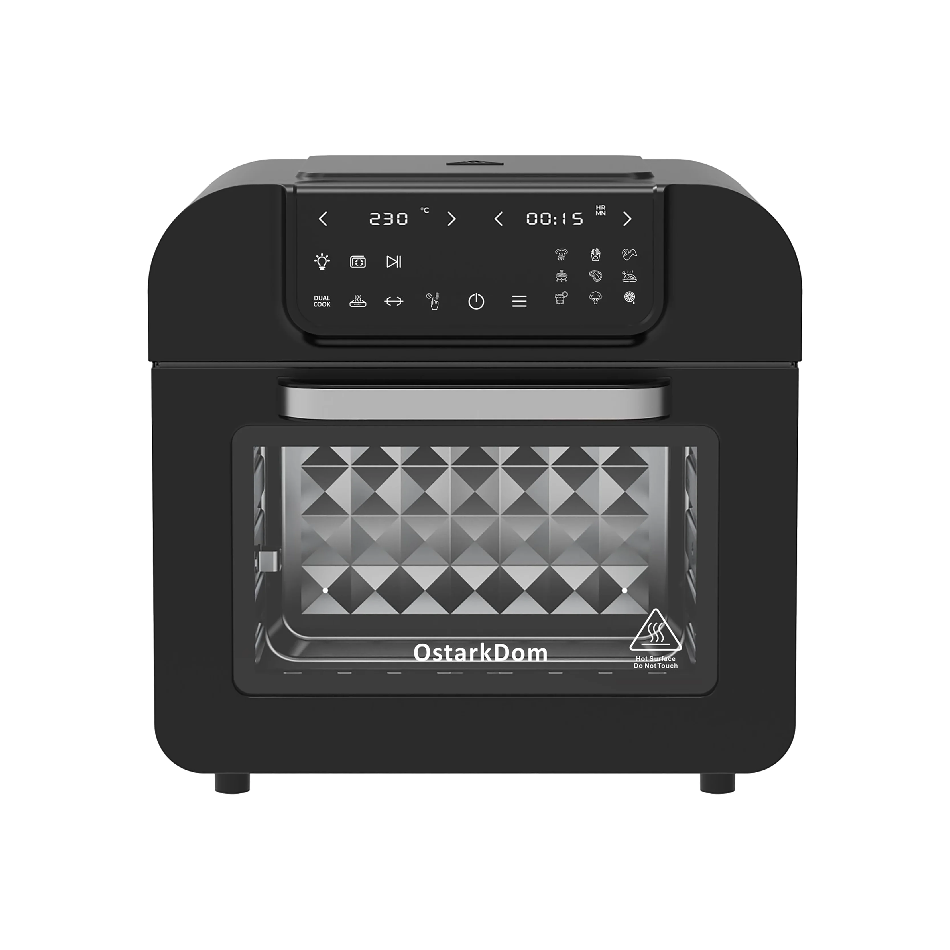 OstarkDom multifunctional touchscreen tabletop oven, Air Fryer, toaster, 1500W roaster, 16 litres capacity, 230 ° adjustable, timer up to 2 hours, 9 recipes available, accessories included