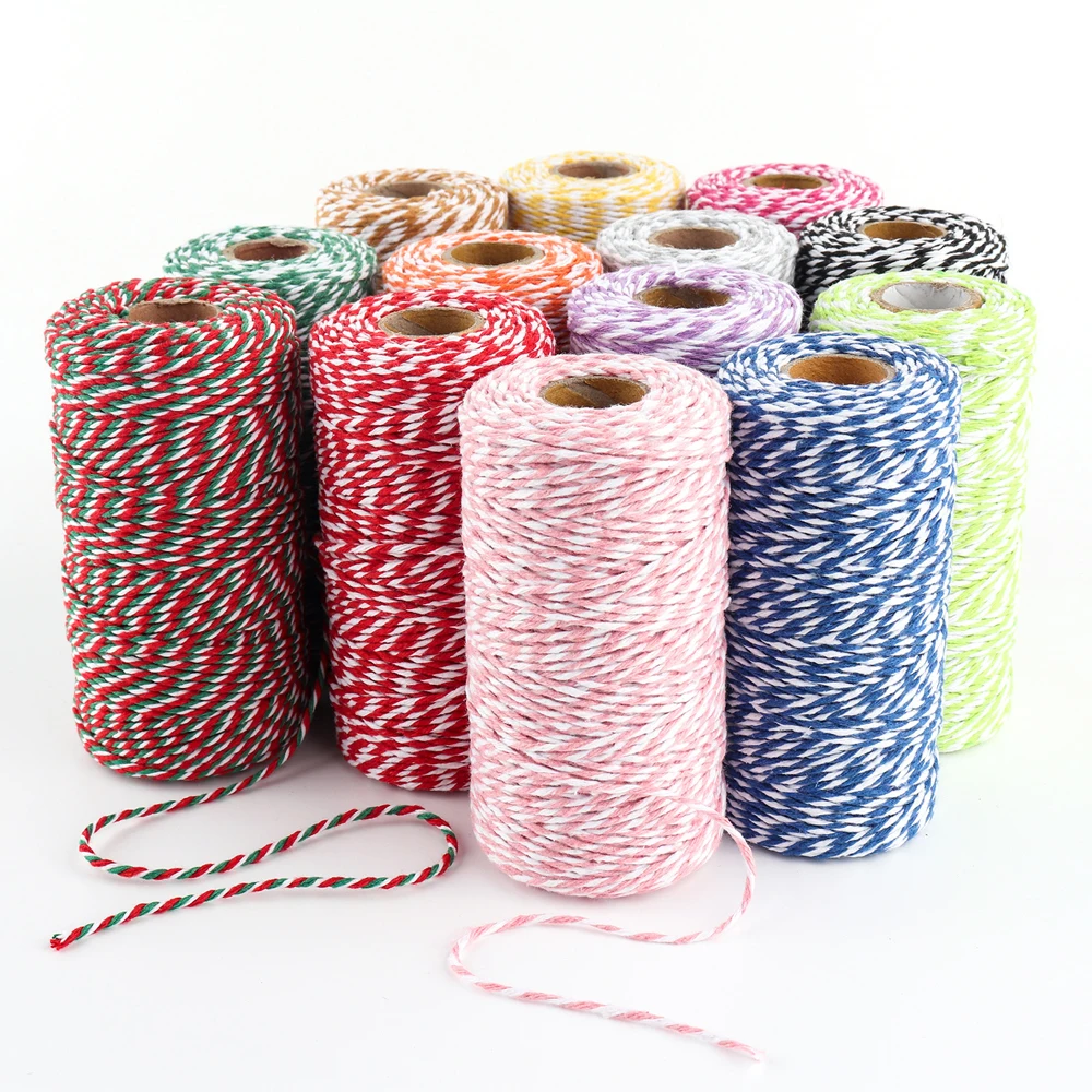 100M*1.5Mm Cotton Bakers Twine Spool Diy Craft Twisted Sparkle Hemp Cord for Home Decor Handmade Christmas Gift Packing Wrapping