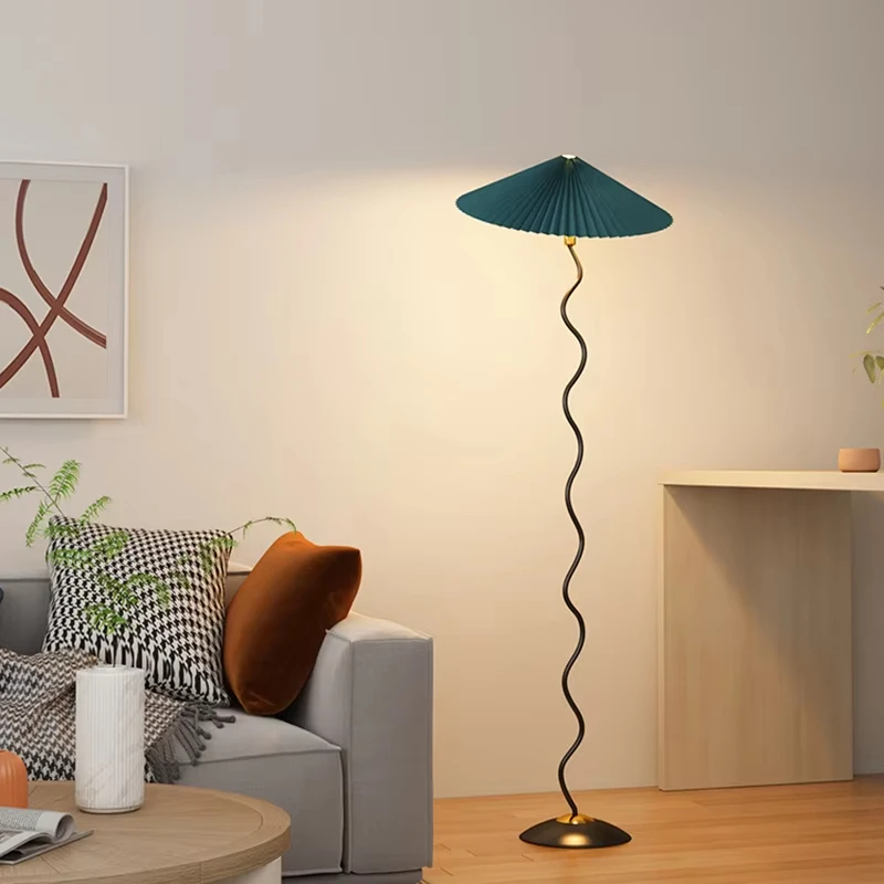 Nordic Minimalist Pleated Fabric Floor Lamp for Living Room Home Decoration Sofa Corner Table Lamp for Bedroom Bedside LED