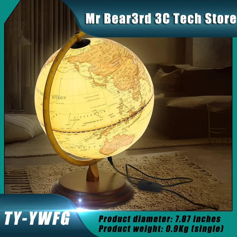 

20/25cm Retro Led World Earth Globe Map 360 Degree Rotating World Geography Map All In English Desk Decoration Table Lamp