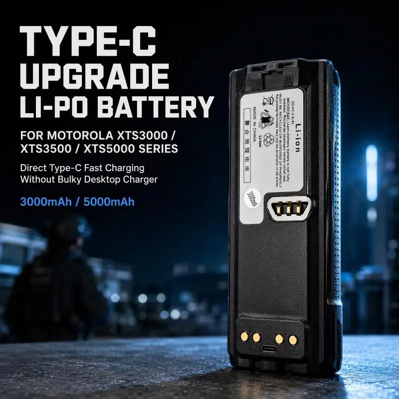 Li-po Battery Type-C Charging 3000mAh 5000mAh for Motorola XTS3000 XTS3500 XTS5000 Two Way Radio
